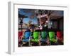 Multi-Colored Chairs at a Sidewalk Cafe, Route 66, Seligman, Yavapai County, Arizona, USA-null-Framed Photographic Print