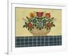 Multi-Colored Flowers with Dark Blue Tablecloth-Debbie McMaster-Framed Giclee Print