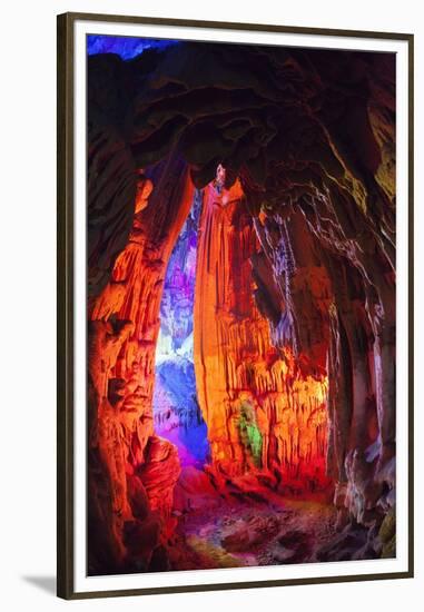 Multi Colored Lights in the Reed Flute Cave-Terry Eggers-Framed Premium Photographic Print