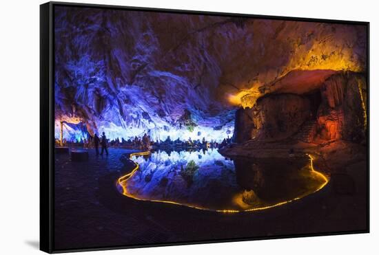 Multi Colored Lights in the Reed Flute Cave-Terry Eggers-Framed Stretched Canvas