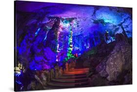 Multi Colored Lights in the Reed Flute Cave-Terry Eggers-Stretched Canvas