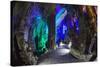 Multi Colored Lights in the Reed Flute Cave-Terry Eggers-Stretched Canvas