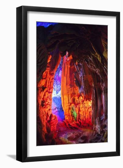 Multi Colored Lights in the Reed Flute Cave-Terry Eggers-Framed Photographic Print