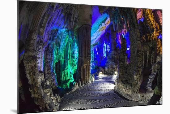 Multi Colored Lights in the Reed Flute Cave-Terry Eggers-Mounted Photographic Print