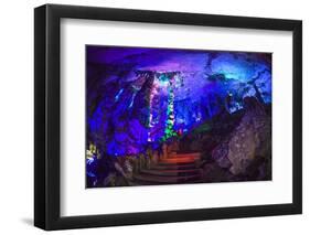 Multi Colored Lights in the Reed Flute Cave-Terry Eggers-Framed Photographic Print