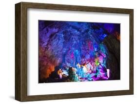 Multi Colored Lights in the Reed Flute Cave-Terry Eggers-Framed Photographic Print