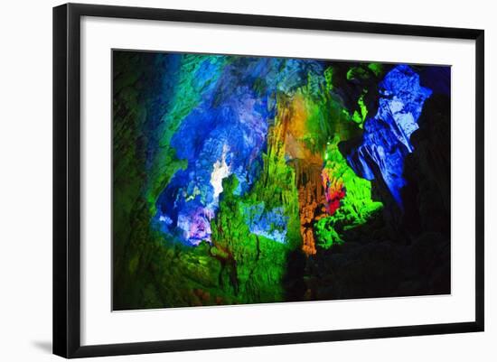 Multi Colored Lights in the Reed Flute Cave-Terry Eggers-Framed Photographic Print