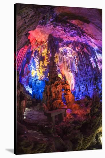 Multi Colored Lights in the Reed Flute Cave-Terry Eggers-Stretched Canvas