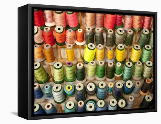 Multi-colored thread in high school sewing class-null-Framed Stretched Canvas