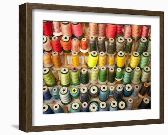 Multi-colored thread in high school sewing class-null-Framed Premium Photographic Print