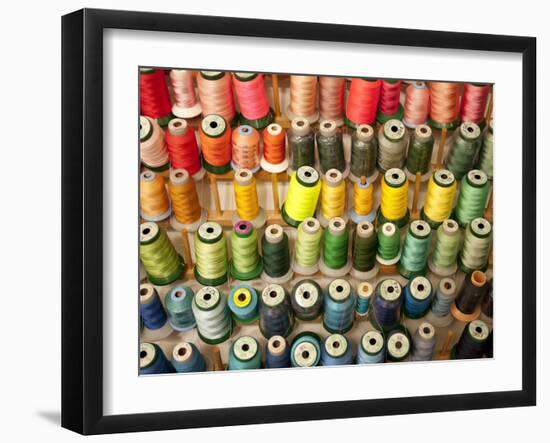Multi-colored thread in high school sewing class-null-Framed Premium Photographic Print