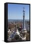 Multi Coloured and Patterned Glazed Ceramic Work Decorates a Roof in Parc Guell-James Emmerson-Framed Stretched Canvas