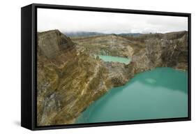Multi-Coloured Crater Lakes at Summit of Kelimutu Volcano-Tony Waltham-Framed Stretched Canvas