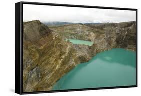 Multi-Coloured Crater Lakes at Summit of Kelimutu Volcano-Tony Waltham-Framed Stretched Canvas