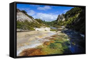 Multi Coloured Geothermal River in the Waimangu Volcanic Valley, North Island, New Zealand, Pacific-Michael Runkel-Framed Stretched Canvas