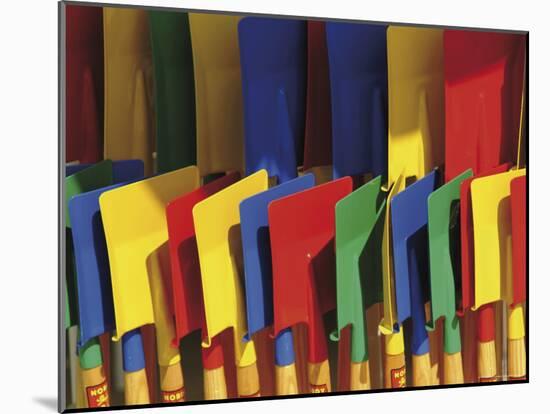 Multi Coloured Spades on Sale at a Beach Shop on the Planche, Deauville, Calvados, Normandy, France-David Hughes-Mounted Photographic Print