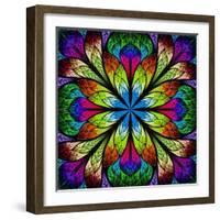 Multicolor Beautiful Fractal Flower. Computer Generated Graphics-velirina-Framed Art Print