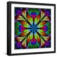 Multicolor Beautiful Fractal Flower. Computer Generated Graphics-velirina-Framed Art Print