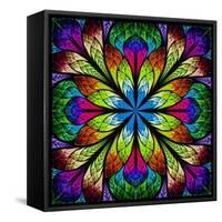 Multicolor Beautiful Fractal Flower. Computer Generated Graphics-velirina-Framed Stretched Canvas