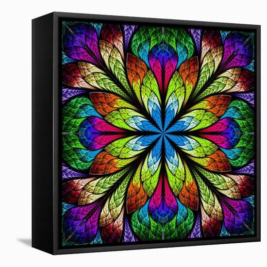 Multicolor Beautiful Fractal Flower. Computer Generated Graphics-velirina-Framed Stretched Canvas