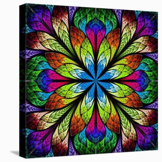 Multicolor Beautiful Fractal Flower. Computer Generated Graphics-velirina-Stretched Canvas