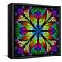 Multicolor Beautiful Fractal Flower. Computer Generated Graphics-velirina-Framed Stretched Canvas