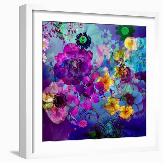 Multicolor Blossoms in Deep Blue Water-Alaya Gadeh-Framed Photographic Print