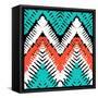 Multicolor Hand Drawn Pattern Zigzag-tukkki-Framed Stretched Canvas