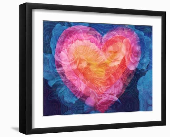 Multicolor Photographic Layer Work from Aqua Paintingm Hand Drawing and Flowers-Alaya Gadeh-Framed Photographic Print