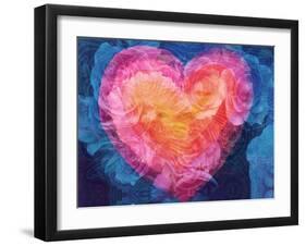 Multicolor Photographic Layer Work from Aqua Paintingm Hand Drawing and Flowers-Alaya Gadeh-Framed Photographic Print