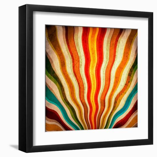 Multicolor Sunbeams Grunge Background. A Vintage Poster-molodec-Framed Art Print