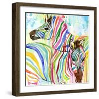 Multicolor Zebras-Jin Jing-Framed Art Print