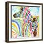 Multicolor Zebras-Jin Jing-Framed Art Print