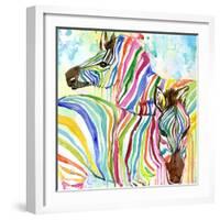 Multicolor Zebras-Jin Jing-Framed Art Print