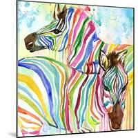 Multicolor Zebras-Jin Jing-Mounted Art Print