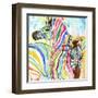 Multicolor Zebras-Jin Jing-Framed Art Print