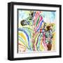 Multicolor Zebras-Jin Jing-Framed Art Print