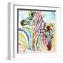 Multicolor Zebras-Jin Jing-Framed Art Print