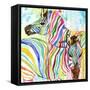 Multicolor Zebras-Jin Jing-Framed Stretched Canvas