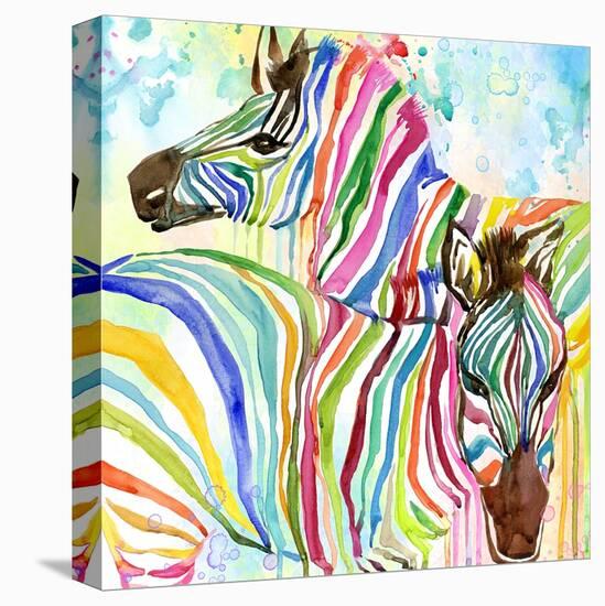 Multicolor Zebras-Jin Jing-Stretched Canvas