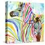 Multicolor Zebras-Jin Jing-Stretched Canvas