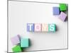 Multicolored Blocks with Toys Word Written on Them, on White. Copy Space Available-Abstract Oil Work-Mounted Photographic Print