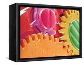 Multicolored Watch Gears-Micro Discovery-Framed Stretched Canvas