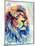 Multicolour Lion-Sarah Stribbling-Mounted Art Print
