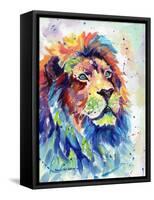 Multicolour Lion-Sarah Stribbling-Framed Stretched Canvas