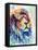 Multicolour Lion-Sarah Stribbling-Framed Stretched Canvas