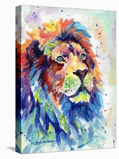 Multicolour Lion-Sarah Stribbling-Stretched Canvas