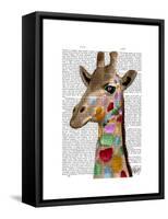 Multicoloured Giraffe-Fab Funky-Framed Stretched Canvas