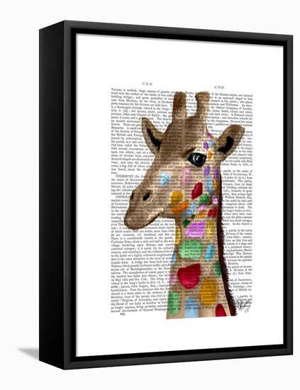 Multicoloured Giraffe-Fab Funky-Framed Stretched Canvas