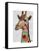 Multicoloured Giraffe-Fab Funky-Framed Stretched Canvas